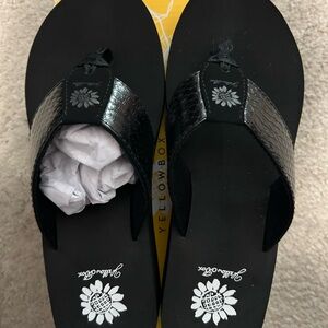 Yellow Box Black Flip Flops